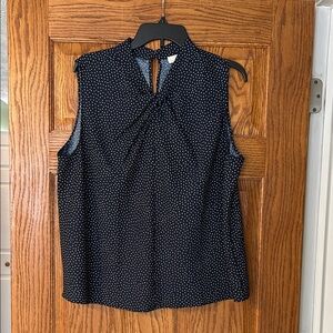LOFT Navy and White Polka Dot Blouse